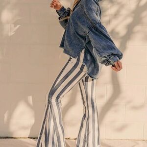 Wisteria Lane Striped Flare & Wide Leg Jeans